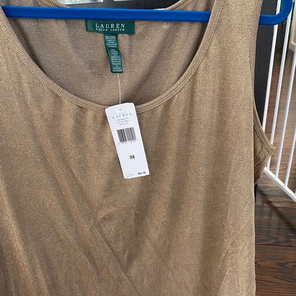 Lauren, by Ralph Lauren, gold sparkly tank - Picture 6 of 7